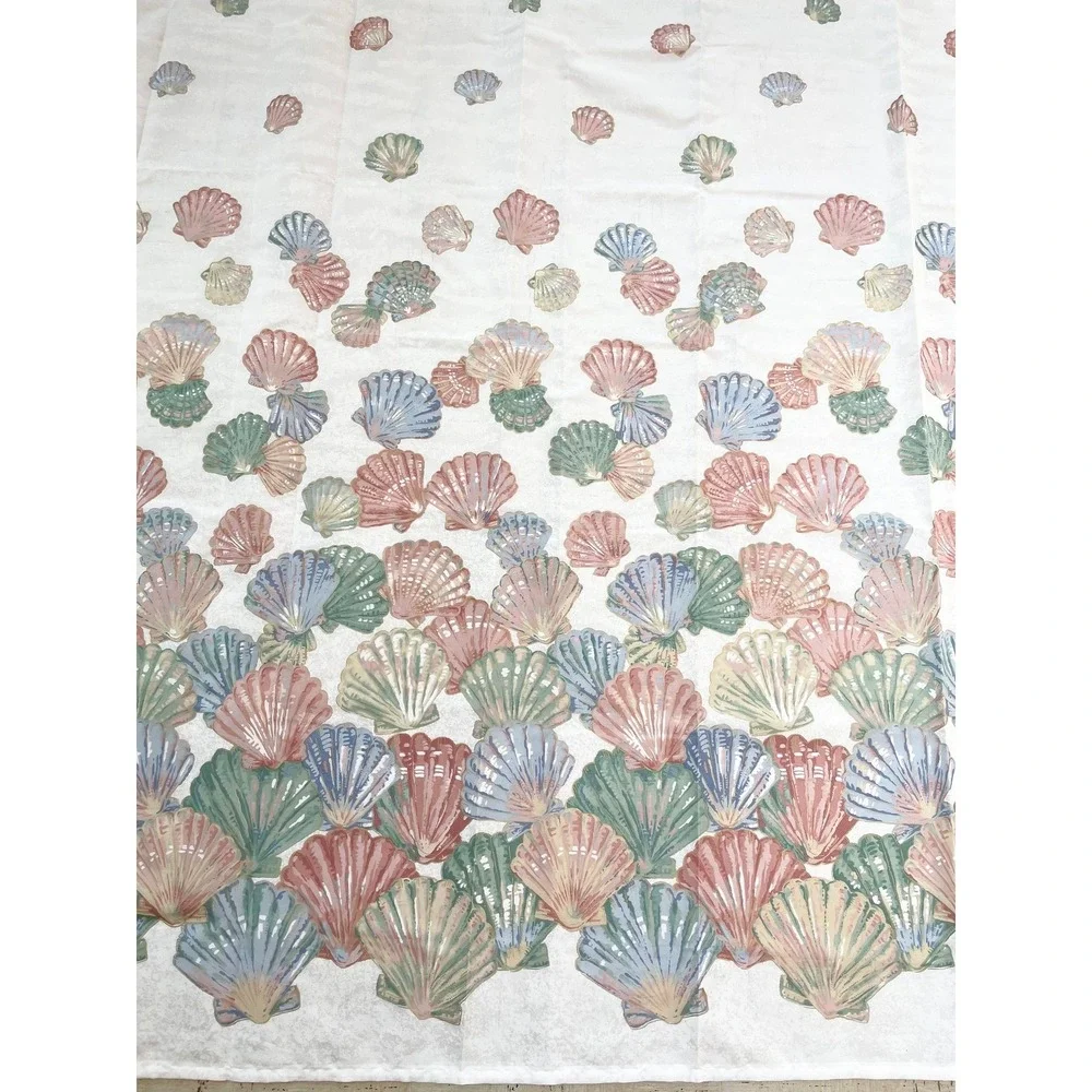 Vintage‎ Springs Home Seashell Shower Curtain White Pastel Coastal 69x69 USA 515